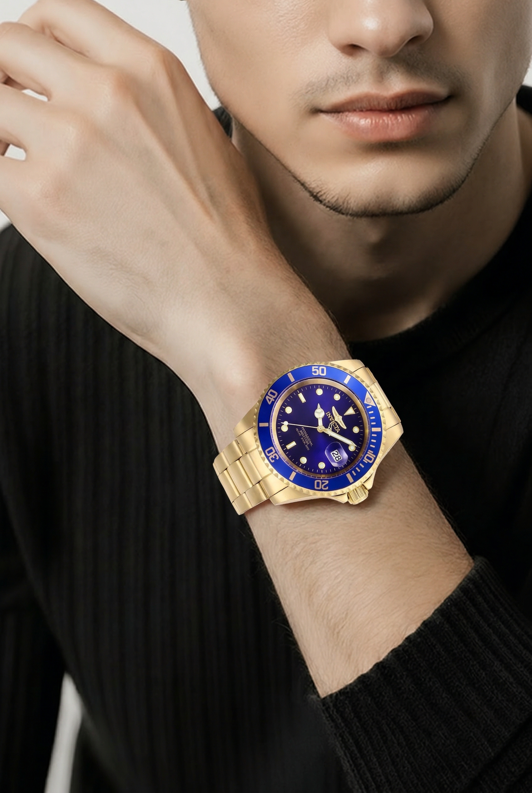 Invicta Gold and Blue Watch, 40mm