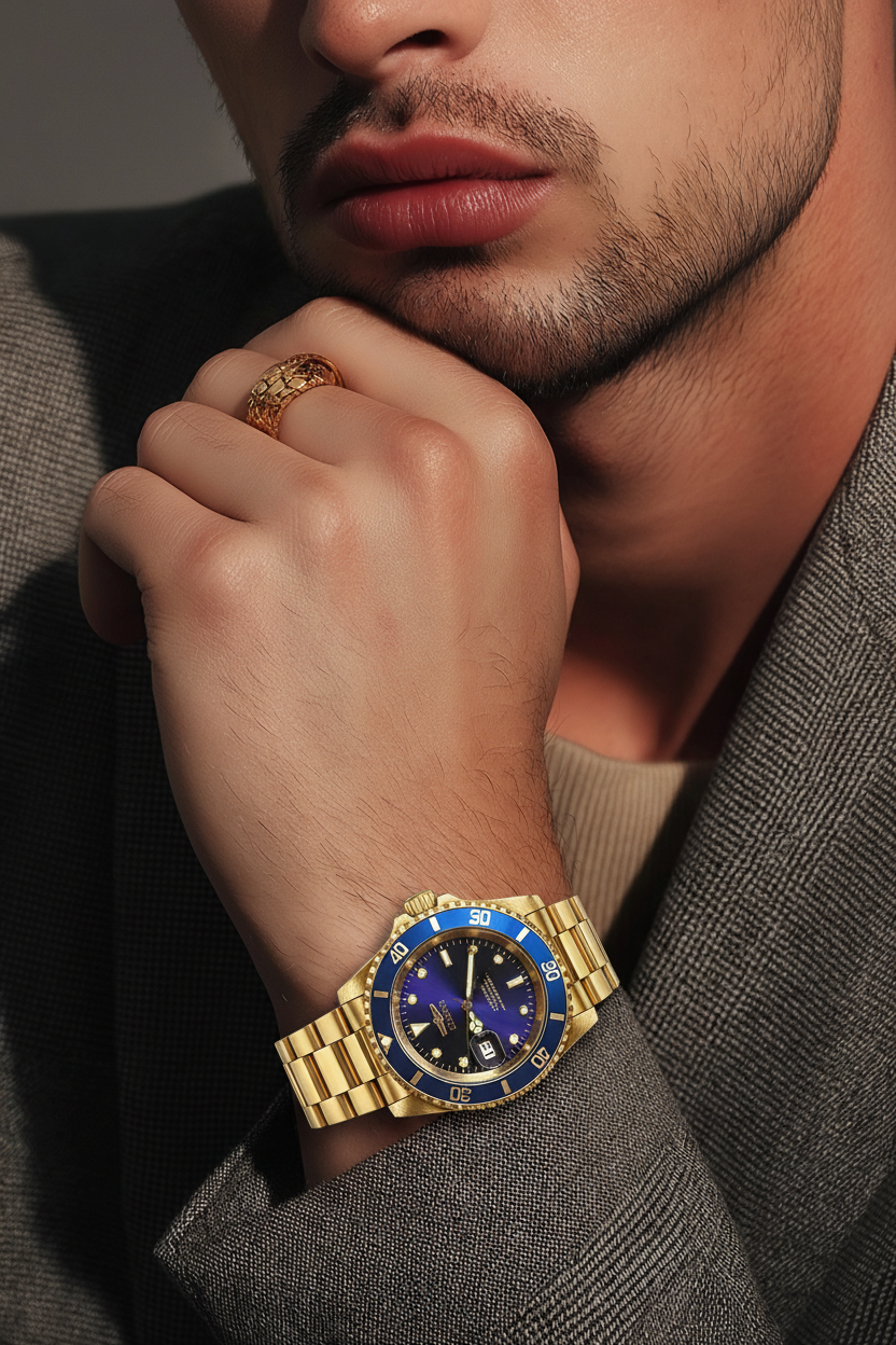 Invicta Men's Blue and Gold Watch-$495.00 MSRP!