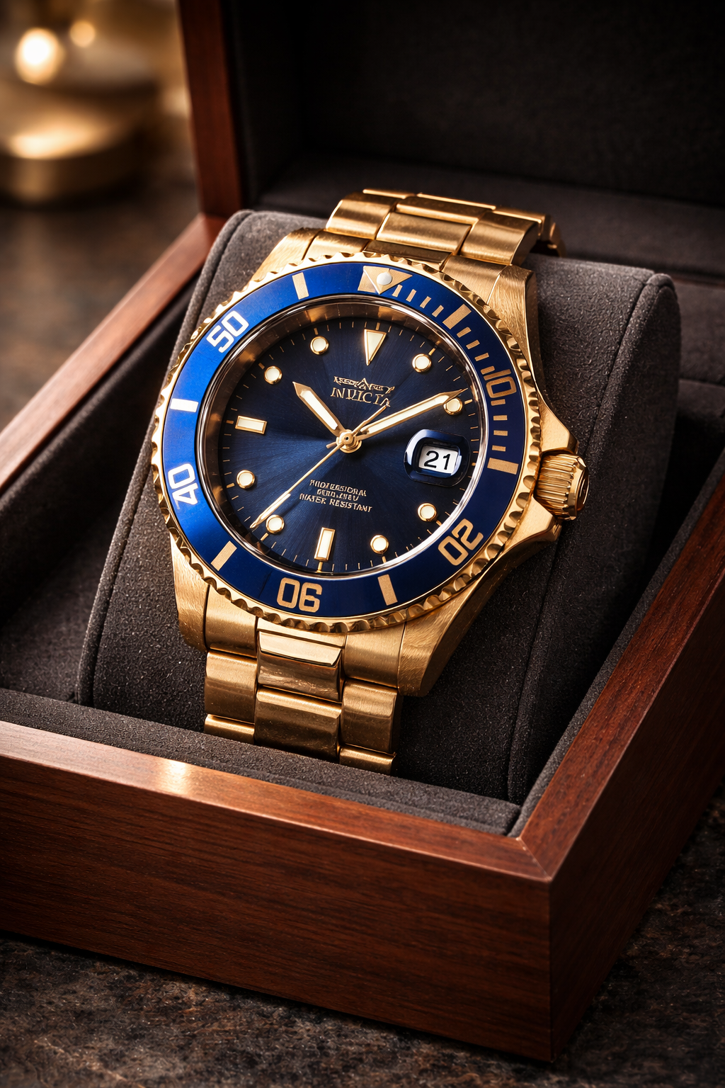 Invicta Men's Blue and Gold Watch-$495.00 MSRP!