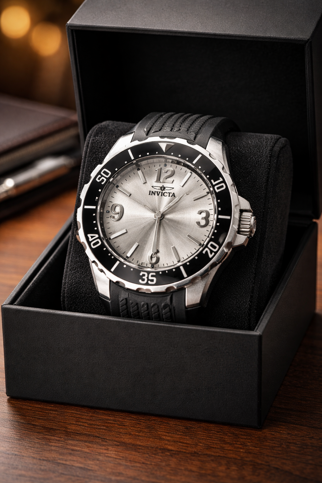 Invicta Unisex Silver and Black Watch