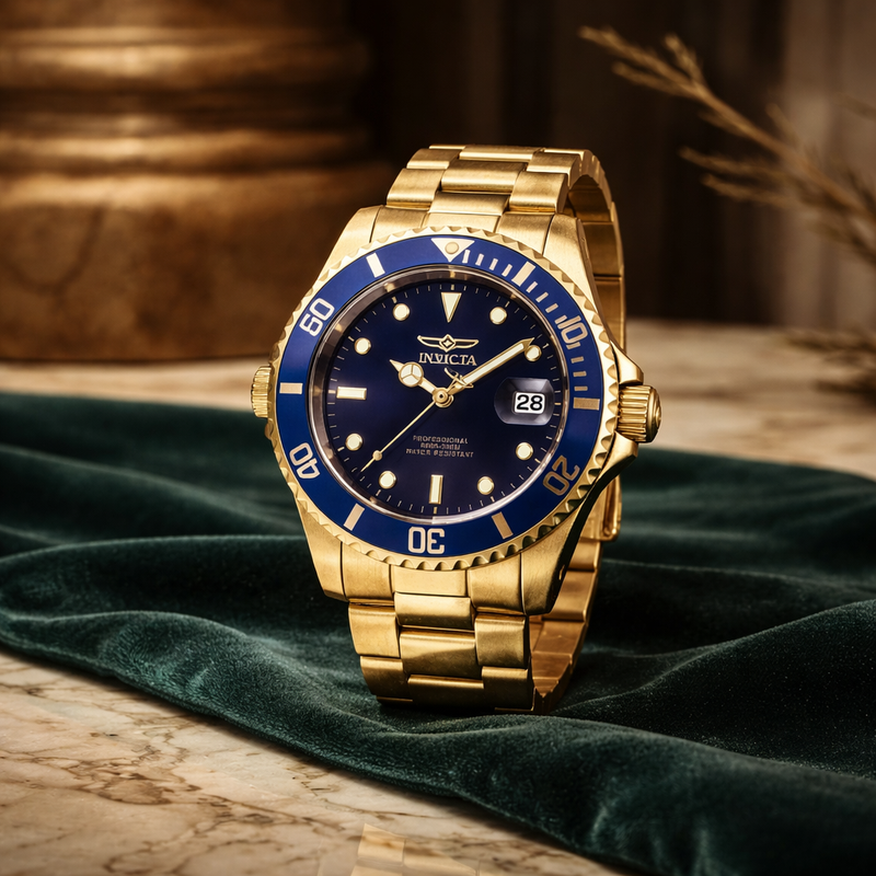 Invicta Gold and Blue Watch, 40mm
