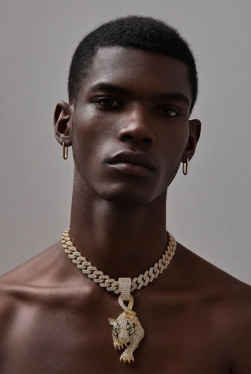 Invicta Elements Pathera Iced Out Pendant & Chain