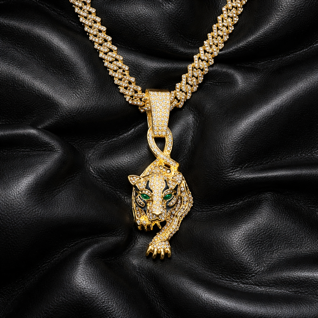 Invicta Elements Pathera Iced Out Pendant & Chain