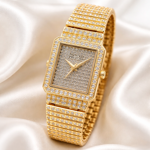 Ladies Invicta Montres Prestige Gold and Crystal Watch